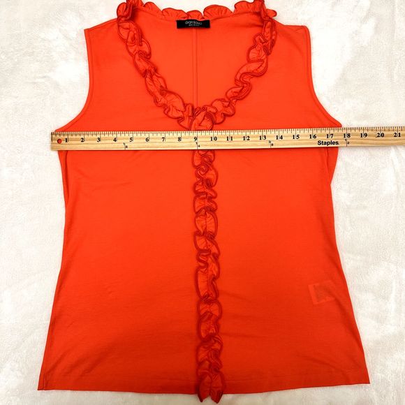 New Gran Sasso Coral Sleeveless 100% Cotton Ruffle Top SZ 8 Made in Italy - Picture 4 of 9
